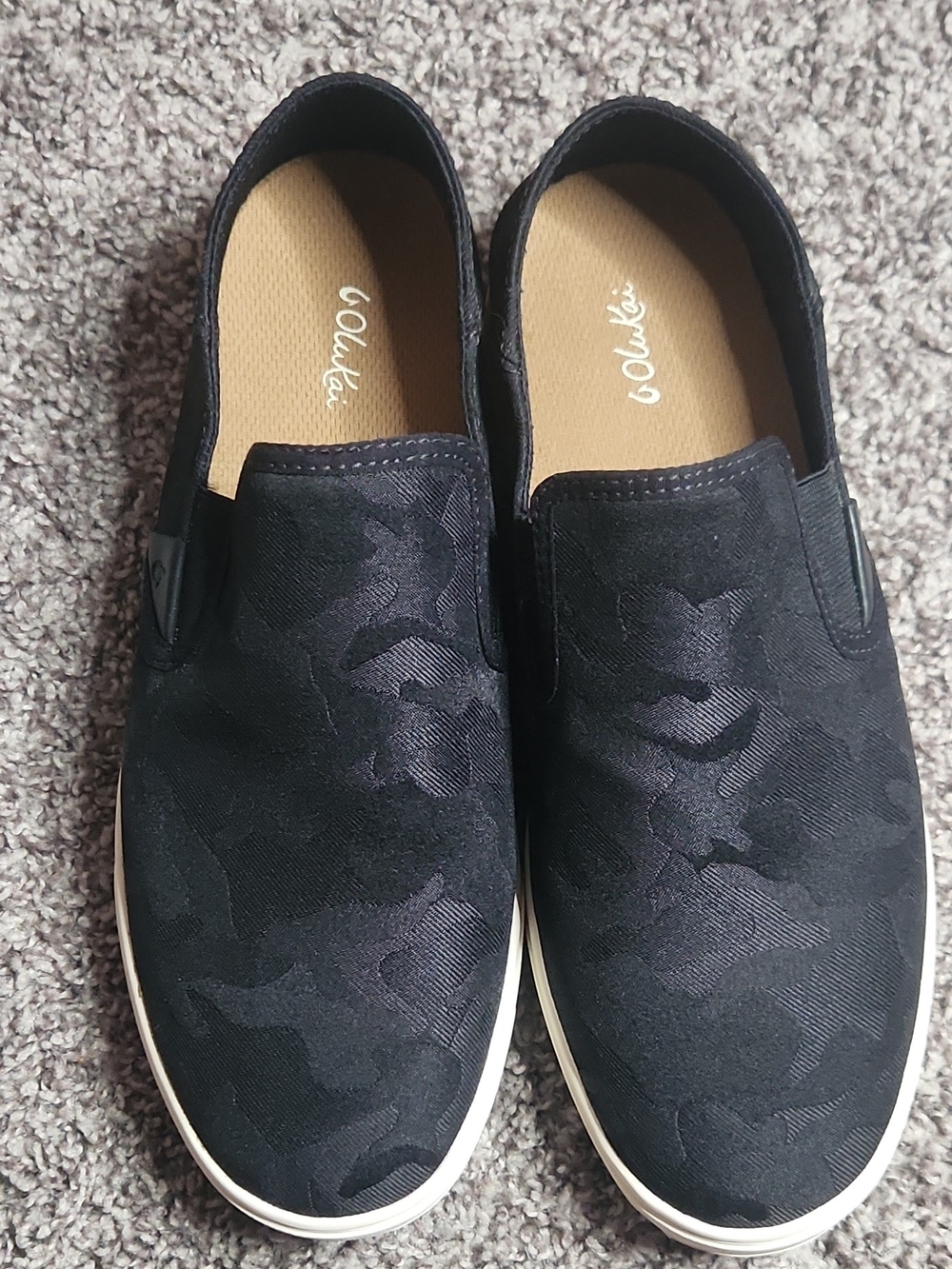 Black Slip-On Camouflage Sneakers - Women's - OluKai